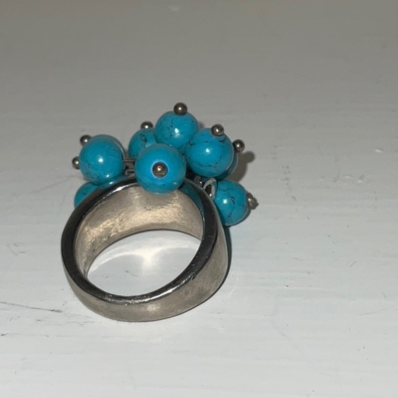 Cha Cha Silver-Tone and Faux Turquoise Ring Size 5 - Picture 7 of 12